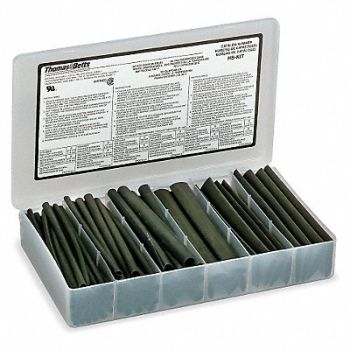SHRINK-KON Heat Shrink Tubing Kit Black 74 Pc, 4YF48