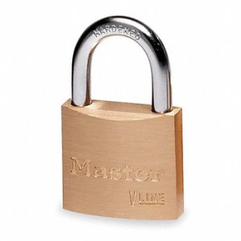 MASTER LOCK Keyed Padlock 3/8 in Rectangle Gold, 4YH21