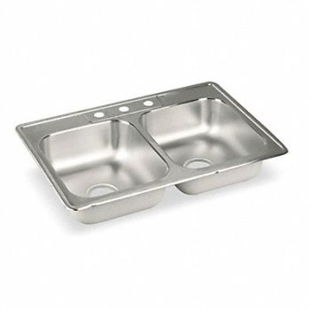 Elkay Doub Bowl Sink Rect 13inx16inx10in, 3AEH2