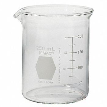 KIMBLE KIMAX Beaker Low Form Glass 250mL PK48, 38VK06