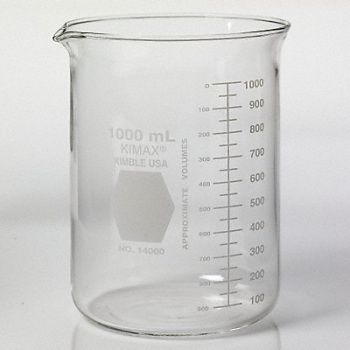 KIMBLE KIMAX Beaker Low Form Glass 1000mL PK24, 38VJ72