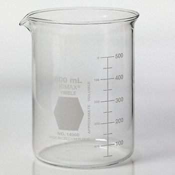 KIMBLE KIMAX Beaker Low Form Glass 600mL PK36, 38VJ93