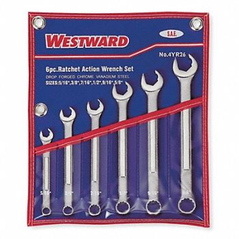 WESTWARD Combo Wrench St CV Steel Satin Offset, 4YR28