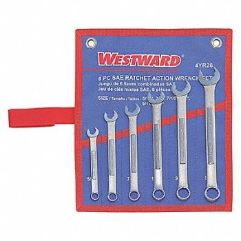 WESTWARD Combo Wrench St CV Steel Satin Offset, 4YR26