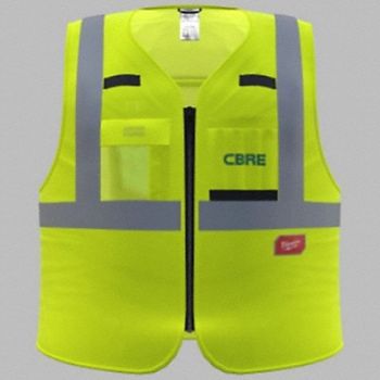 MILWAUKEE High-Vis Vest Yel 10 Pocket ANSI 2 4X/5X, 383YH6