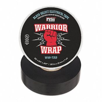 WARRIORWRAP Electrical Tape 7 mil Black, 69AM20
