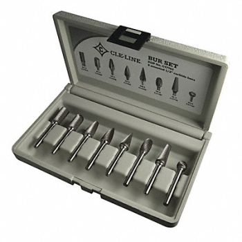 CLE-LINE Carbide Bur 8pc Set 1/2 x 1/4, 50AX60