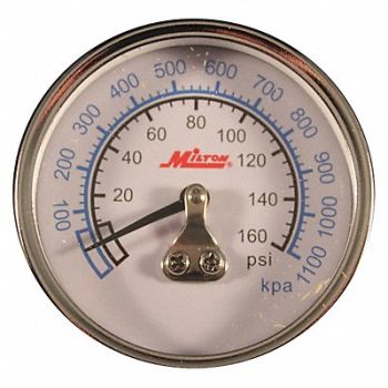 MILTON Mini Hi Pressure Gage 1/4 NPT 0-160PSI, 50DY53