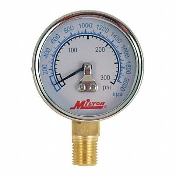 MILTON High Pressure Gage 1/4 NPT 0-300PSI, 50DY57