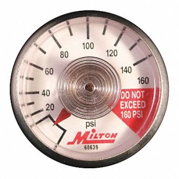 MILTON Pressure Gage Center 1/8 NPT 0-160PSI, 50DY59