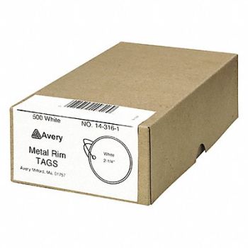 AVERY Tags Metal Rim 2-1/4dia. White PK500, 50MT84