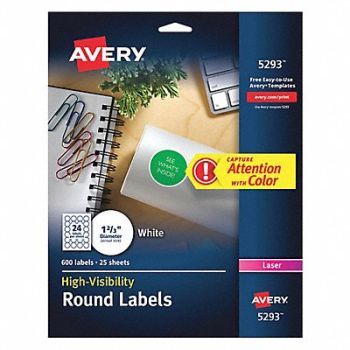 AVERY Round Labels Laser 1-2/3 PK600, 50MV09