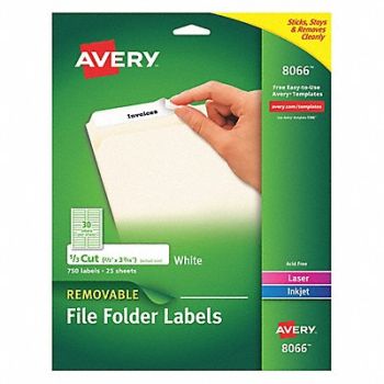 AVERY Removable File Folder Labels White PK750, 50MW63