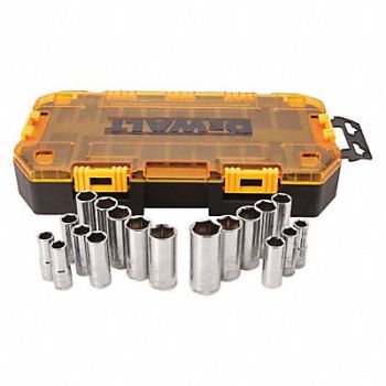 DEWALT Tough Box 3/8 Deep Drive Socket Set, 50XM59