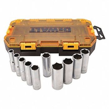 DEWALT Tough Box SAE 1/2 Dr. Deep Socket Set, 50XM61