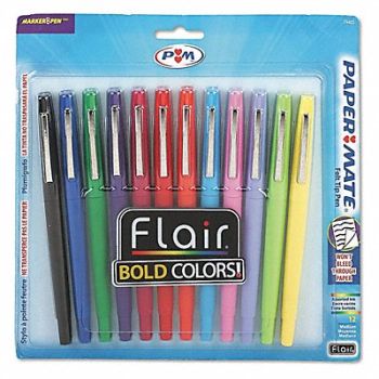 PAPER MATE FlairFelt TipMarkerPen Assrtd Dozen PK12, 51EH19