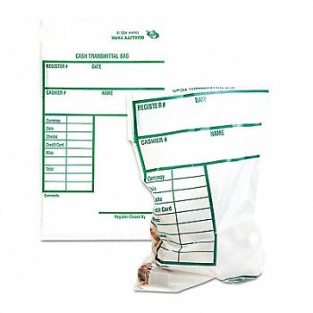 QUALITY PARK Cash Transmittal Bag Clear PK100, 51EN01