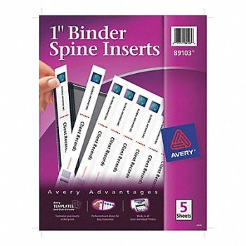 AVERY Binder Spine Insert 1 White PK40, 51LD09
