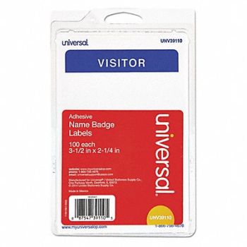 UNIVERSAL Badge Name Vistor Blue Border PK100, 51LJ56