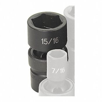 GREY PNEUMATIC Impact Socket 15/16 1/2 D Univ 6pt., 51NZ17