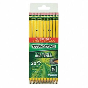TICONDEROGA Pre Sharpened Pencil HB #2 PK30, 51UE44