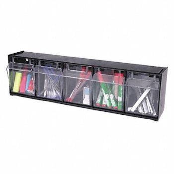 DEFLECTO Tilt Bin for Storage 5 Bins Black, 51VJ03
