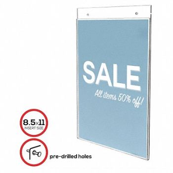 DEFLECTO Wall Sign Holder Plastic 8.5X11 Clear, 51VJ38