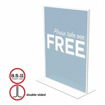 DEFLECTO Sign Holder Double-Sided 8.5x11 Clear, 51VJ43