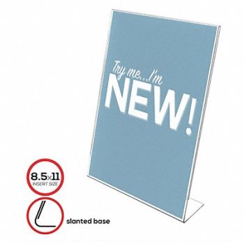 DEFLECTO Desk Sign Holder Slanted 8.5X11 Clear, 51VJ51