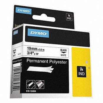 DYMO Label Tape 0.25 Perm Poly White/Black, 51VM70