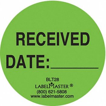 LABELMASTER Received w/ Date Label 2 Round PK500, 51ZJ32