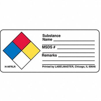 LABELMASTER NFPA Write-On Substance Name Label PK500, 51ZR40