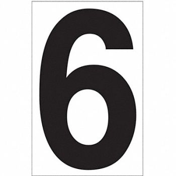 LABELMASTER White Vinyl 3.5 Numeral 6 DOT PK50, 51ZU58