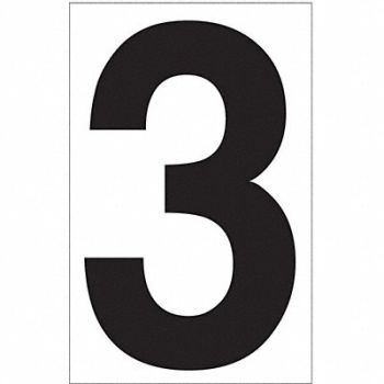LABELMASTER White Vinyl 3.5 Numeral 3 DOT PK50, 51ZU52
