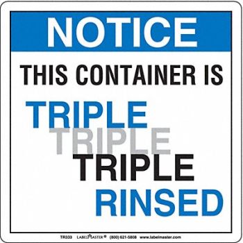 LABELMASTER Triple Rinsed Container Labl 6 x6 PK100, 51ZV81
