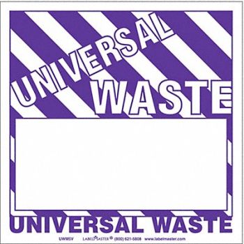 LABELMASTER Universal Waste Label Unruld Vinyl PK100, 51ZV92