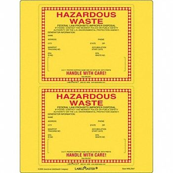 LABELMASTER Standard Waste Label Paper 6 x6 PK25, 51ZW16
