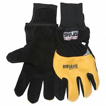 BIG JAKE Firefighter Gloves Black/Yellow XL PR, 801NM6