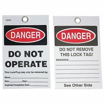 BADGER TAG LABEL CORP Self-Laminating Danger Tag 5in H PK25, 52AZ39