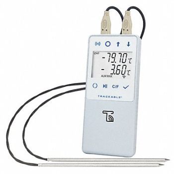 TRACEABLE Ultra Low Temp Data Logging Thermometer, 52CE46