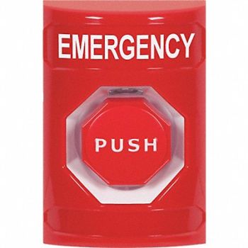 SAFETY TECHNOLOGY INTERNATIONAL Emergency Push Button Red SPDT Relay, 52CF89