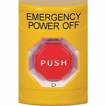 SAFETY TECHNOLOGY INTERNATIONAL Emergency Power Off Push Button 2-7/8 D, 52CG20