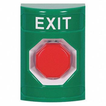 SAFETY TECHNOLOGY INTERNATIONAL Exit Push Button Green Polycarbonate, 52CG39