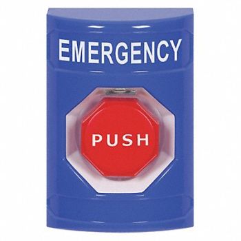 SAFETY TECHNOLOGY INTERNATIONAL Emergency Push Button Blue Red Button, 52CG49