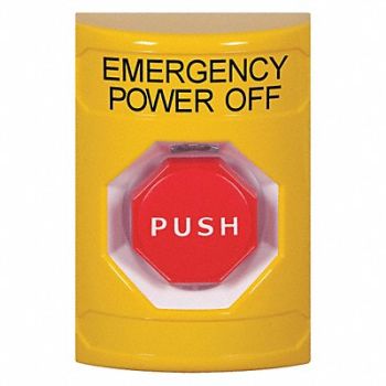 SAFETY TECHNOLOGY INTERNATIONAL Emergency Power Off Push Button Yellow, 52CG63