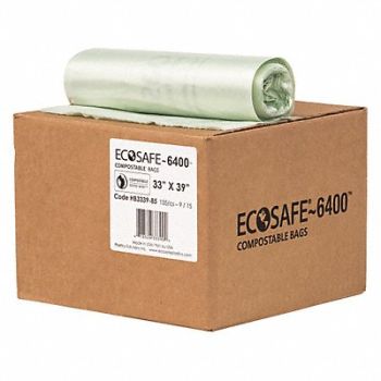 ECOSAFE-6400 Trash Bag 35 gal Green PK135, 52CG77
