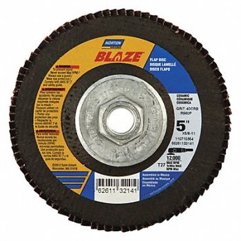 NORTON J5404 Fiber Disc 5 in Dia 5/8in Arbor 40 Grit, 52CH18