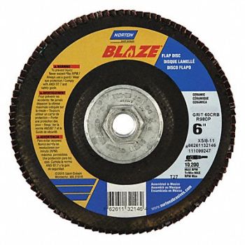 NORTON Fiber Disc 6 in Dia 5/8in Arbor 40 Grit, 52CH24