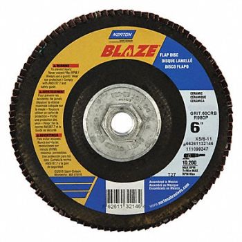 NORTON Fiber Disc 6 in Dia 5/8in Arbor 80 Grit, 52CH28