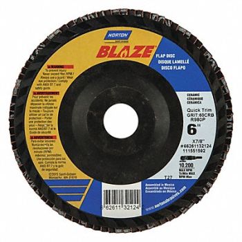 NORTON J5403 Fiber Disc 6 in Dia 7/8in Arbor 60 Grit, 52CH33